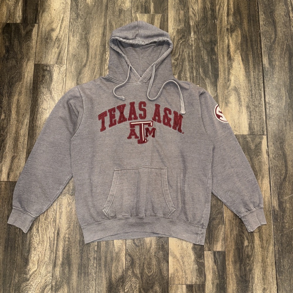 Texas A&M Aggies Fleece Pullover Hoodie‎ Blue 84 Men's Size S Dark Grey Football